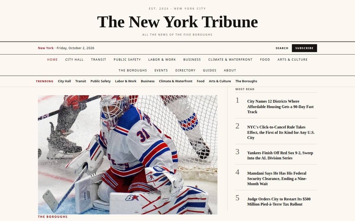 New York Tribune homepage