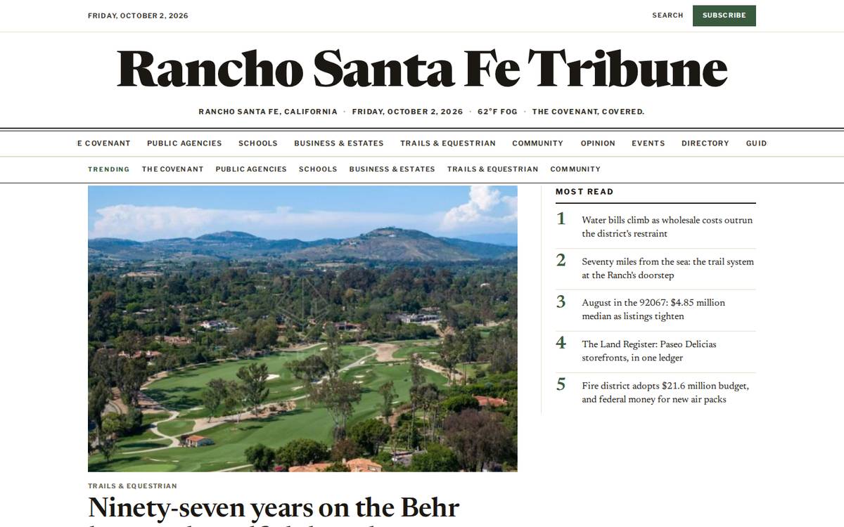 Rancho Santa Fe Tribune homepage