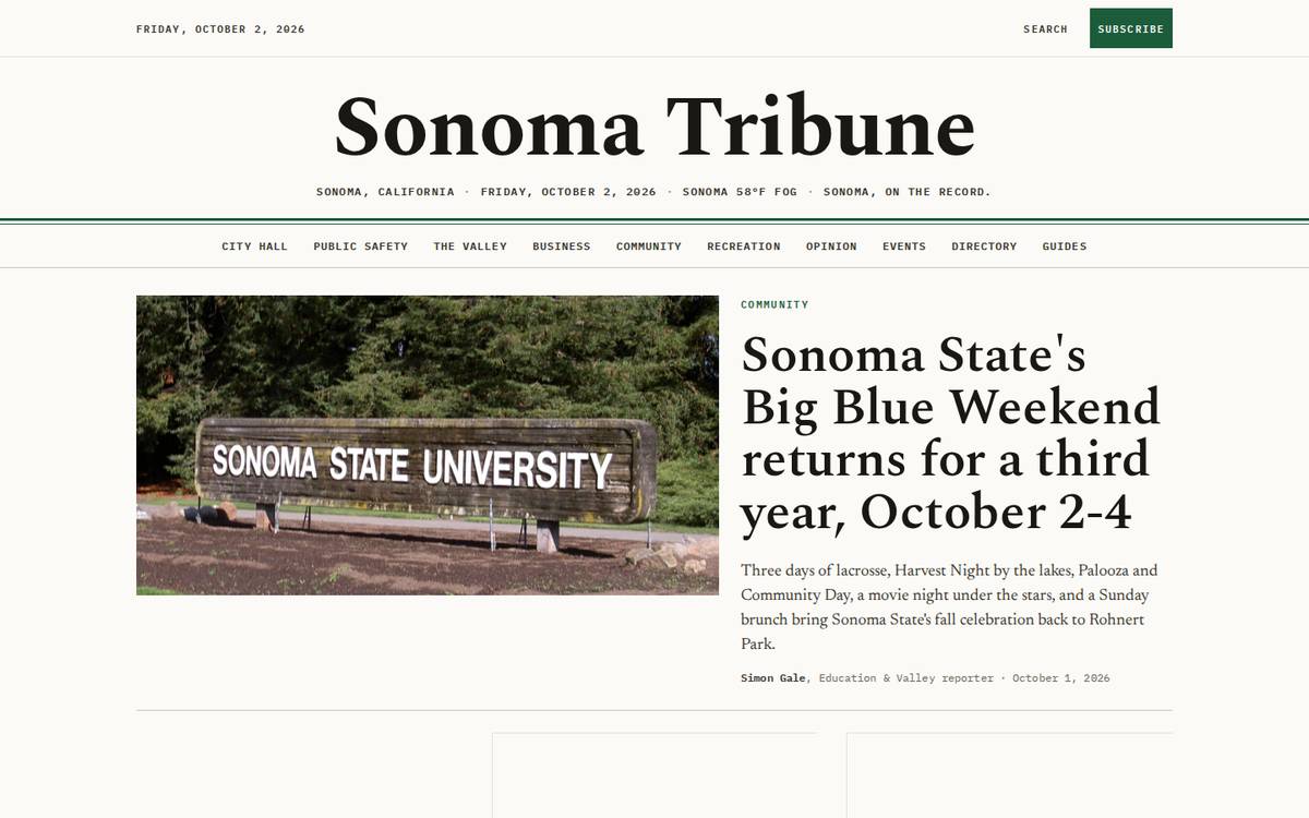 Sonoma Tribune homepage