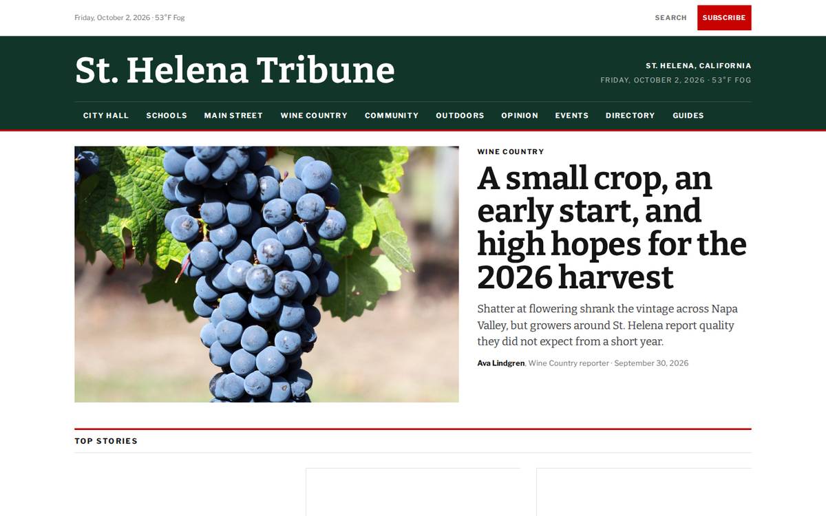 St. Helena Tribune homepage