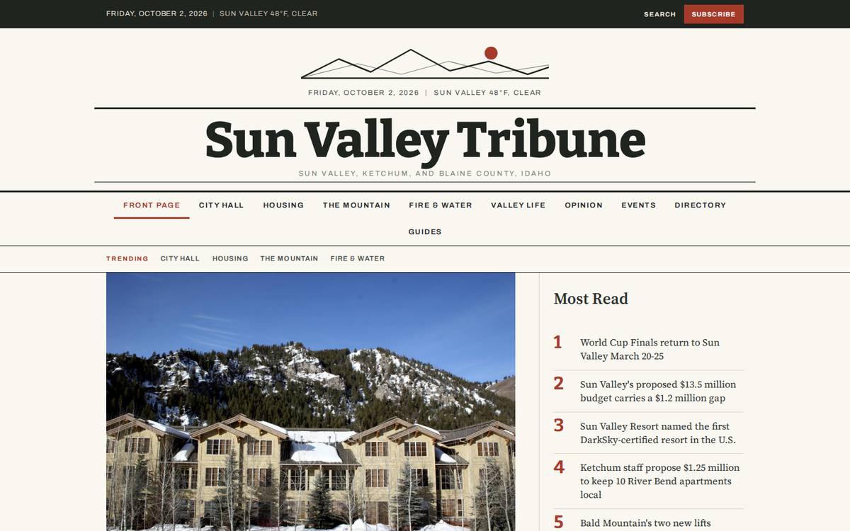 Sun Valley Tribune homepage