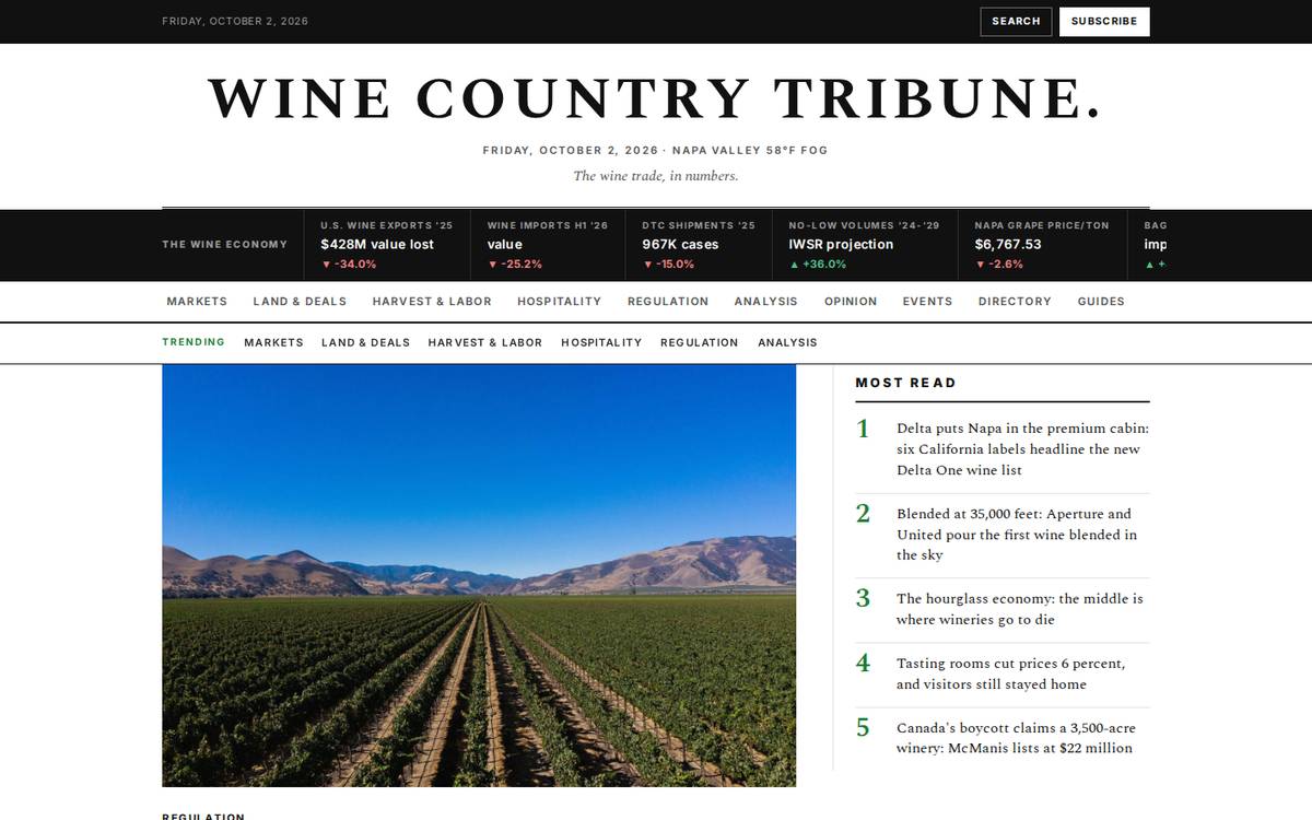Wine Country Tribune homepage